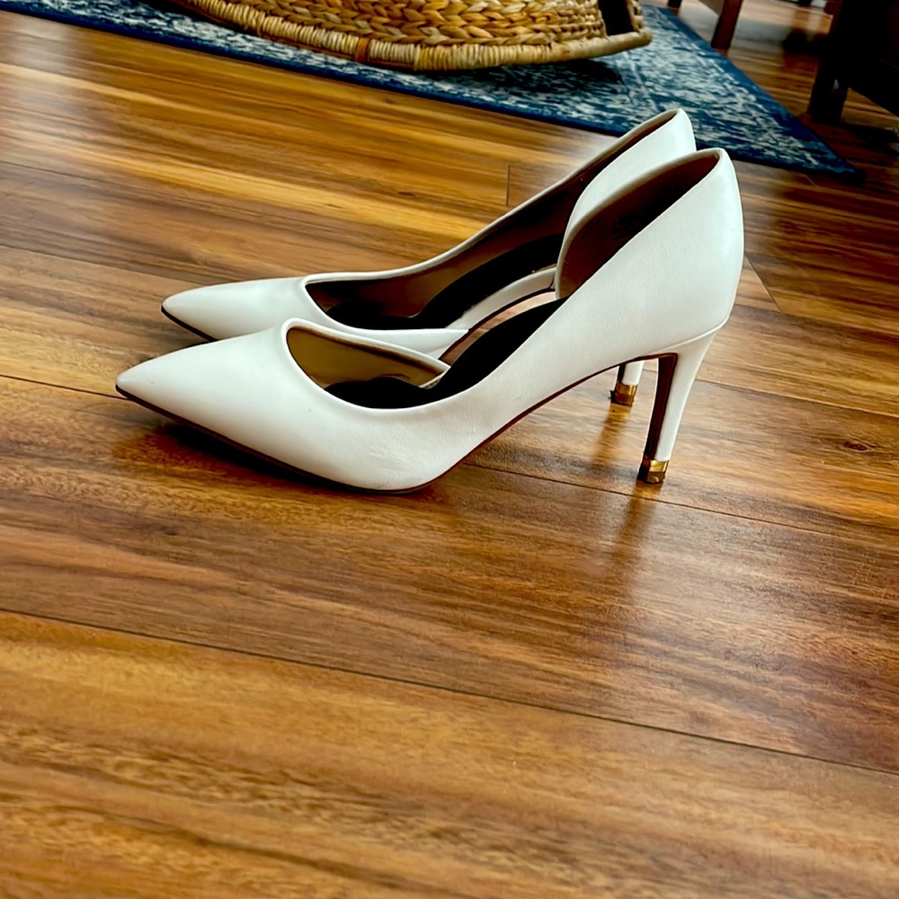 White pointy heels- Kelly and Katie